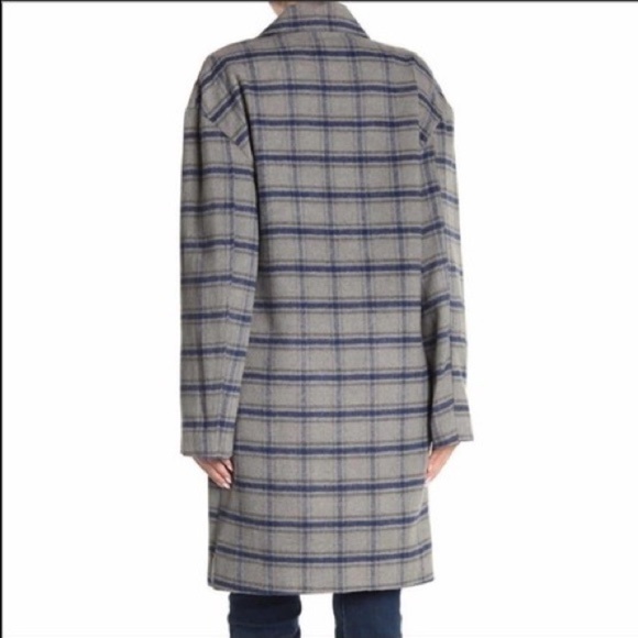 NWT AVEC LES FILLES WOOL PLAID TRENCH COAT M - Picture 3 of 4